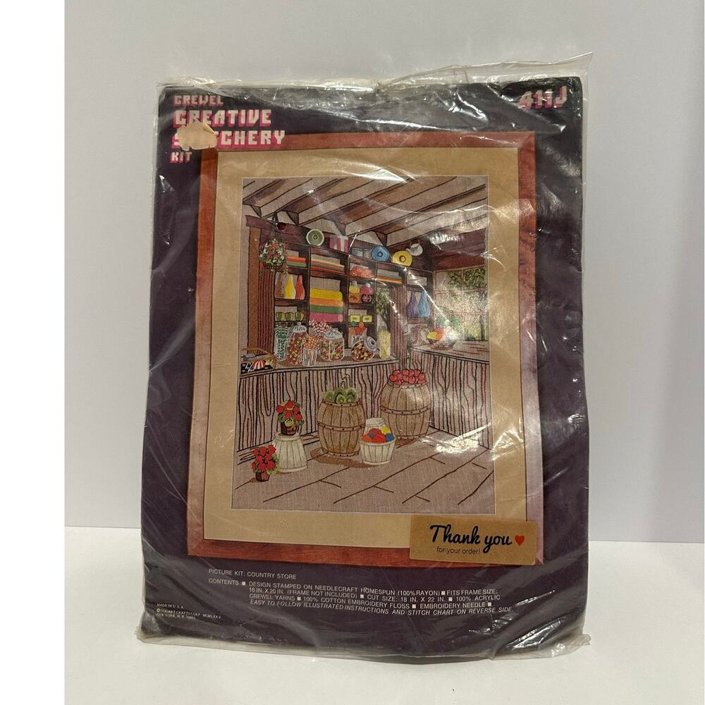 Crewel Creative Stitchery 411J  Country Store Open Package